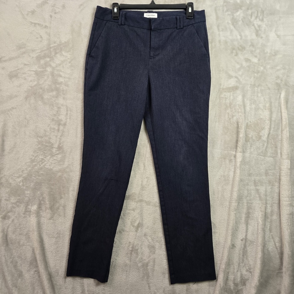Womens Calvin Klein Pants Blue Slim Leg Dress Hi Rise Size 8